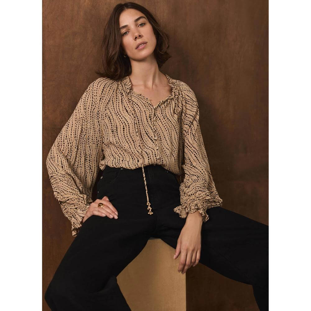 Mint Velvet Neutral Graphic Print Blouse